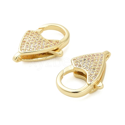 Brass Micro Pave Clear Cubic Zirconia Lobster Claw Clasps KK-I354-01G-01-1