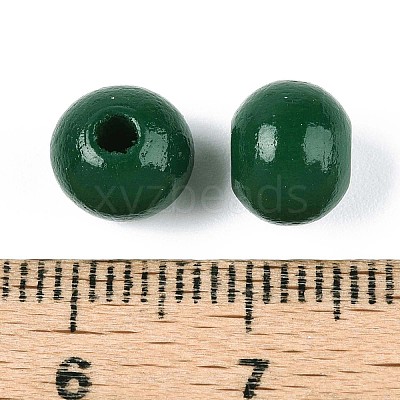 Spray Painted Round Natural Schima Wood Beads WOOD-A018-8mm-15-1