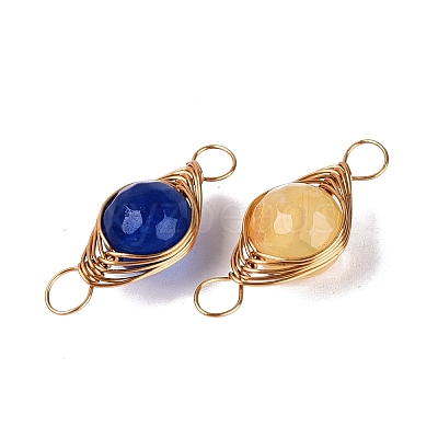 Dyed Natural Agate Connector Charms G-Q606-26KCG-1