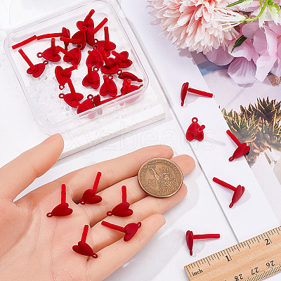 30Pcs Heart Alloy Stud Earring Findings FIND-SP0005-60A-02-1