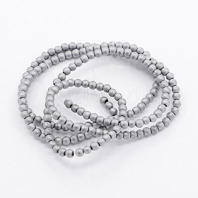 Electroplate Non-magnetic Synthetic Hematite Frosted Round Beads Strands G-N0014-2mm-21-1