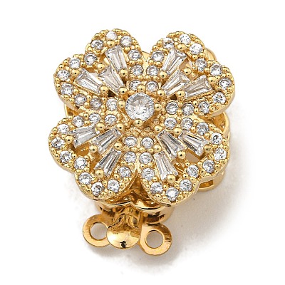 Brass Micro Pave Clear Cubic Zirconia Box Clasps KK-U037-34G-01-1