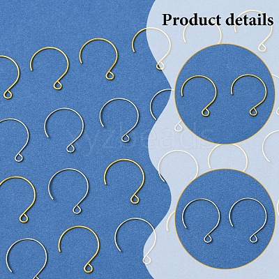 24Pcs 2 Colors Ion Plating(IP) 304 Stainless Steel Earring Hooks STAS-FS0001-65-1