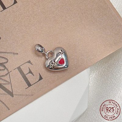 Mother's Day Rhodium Plated 925 Sterling Silver Enamel European Dangle Charms STER-P054-14P-1
