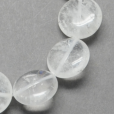 Flat Round Gemstone Natural Quartz Crystal Beads Strands X-G-S110-20-1