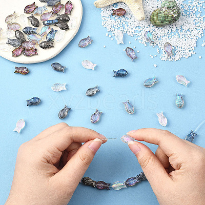 80Pcs 4 Colors Transparency Electroplate Glass Beads GLAA-SC0002-88A-1
