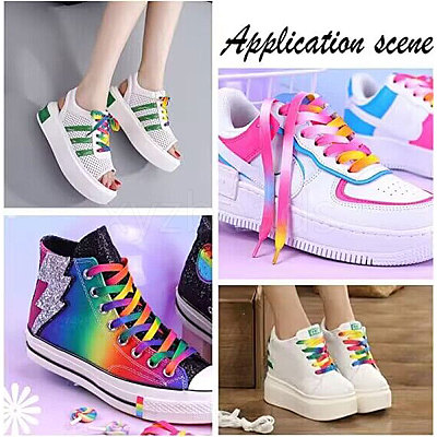 3 Pairs 3 Style Tie-Dye Style Flat Smooth Polyester Shoelaces FIND-GF0004-70C-1