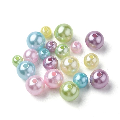 605Pcs 15 Style Spray Painted ABS Plastic Imitation Pearl Beads OACR-YW0001-34-1
