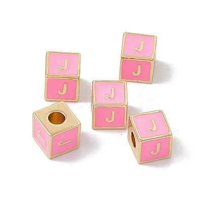 Rack Plating Brass Enamel Beads KK-B060-04G-05J-1
