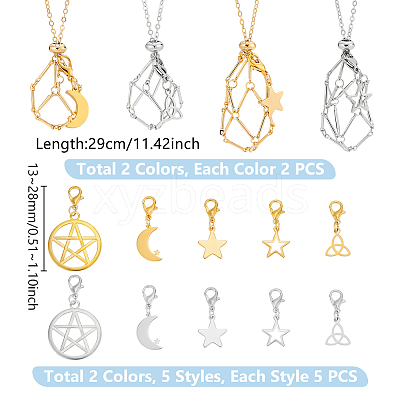 4Pcs 4 Styles 304 Stainless Steel Cable Chain/Bar Link Chain Macrame Pouch Necklace Making NJEW-UN00002-1