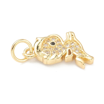 Brass Micro Pave Clear Cubic Zirconia Charms ZIRC-B010-35G-1