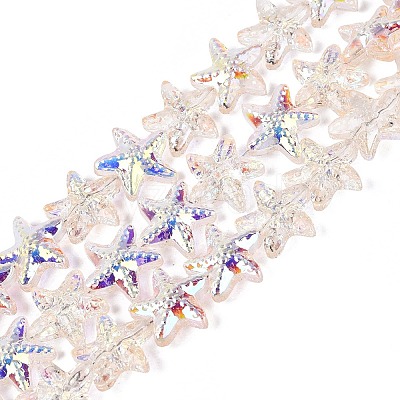 Electroplate Transparent Glass Beads Strands EGLA-Q136-01A-04-1