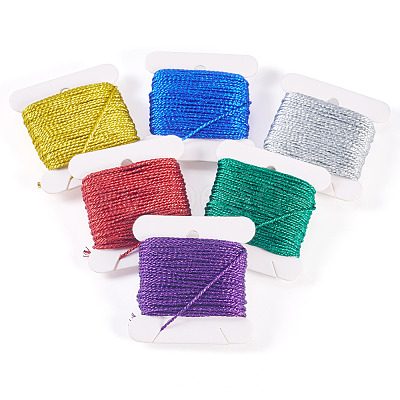 6Pcs 6 Colors 12-Ply Polyester Metallic Embroidery Threads DIY-TAC0020-74-1