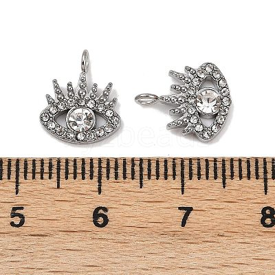 304 Stainless Steel Micro Pave Cubic Zirconia Charms STAS-K302-01B-P-1