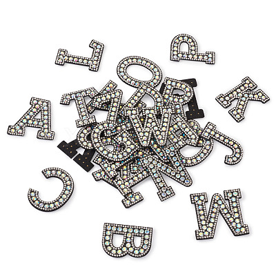Alphabet Resin Rhinestone Patches DIY-TAC0005-45B-1
