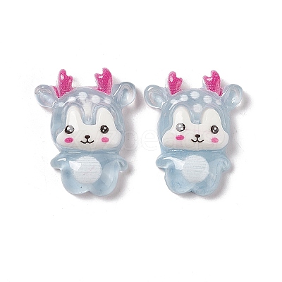 Christmas Reindeer Transparent Resin Cabochons X-RESI-G041-B03-1