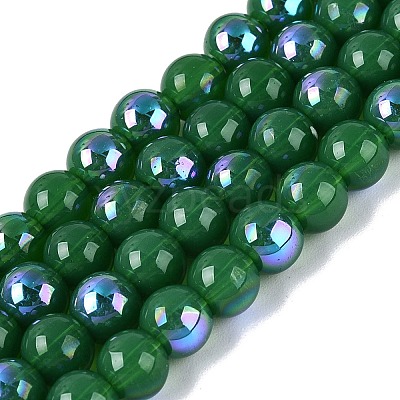 Electroplate Opaque Glass Beads Strands EGLA-Q132-6MM-01C-17-1