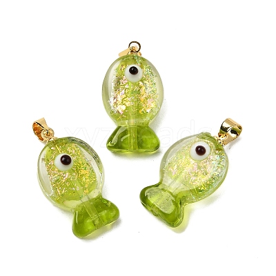 Handmade Dichroic Foil Lampwork Pendants DICH-G001-01G-06-1