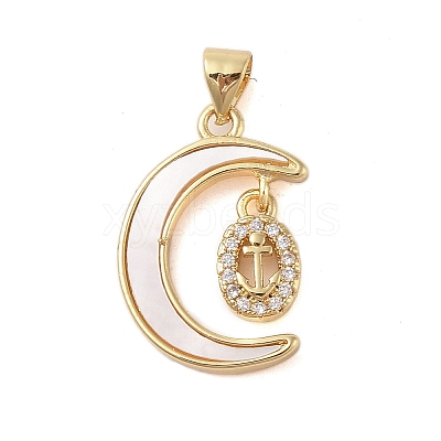 Brass Micro Pave Clear Cubic Zirconia Pendants KK-I712-49G-04-1