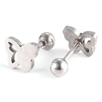 Tarnish Resistant 201 Stainless Steel Barbell Cartilage Earrings EJEW-R147-11-1