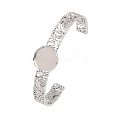 304 Stainless Steel Blank Cuff Bangle Bases with Flat Round Tray SA-CBA82C8-04A-P-1