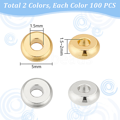 200Pcs 2 Colors Brass Spacer Beads KK-PH0006-56B-1