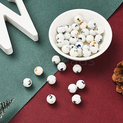 80Pcs 8 Colors Christmas Opaque Glass Beads EGLA-YW0001-05-1