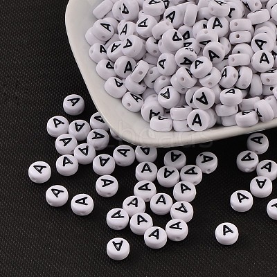 Acrylic Horizontal Hole Letter Beads X-PL37C9070-A-1
