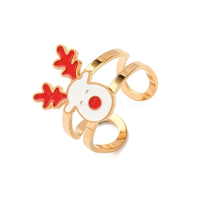 304 Stainless Steel with Enamel Cuff Rings for Women LS-RJEW-Z116-01G-04-1