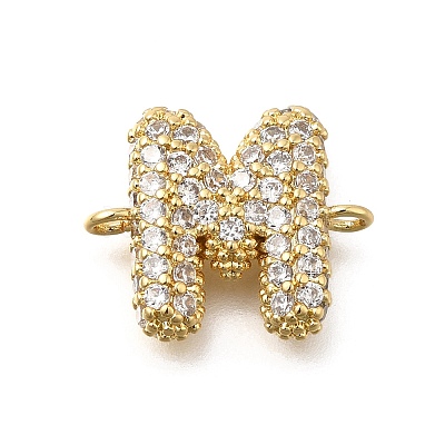 Brass Micro Pave Cubic Zirconia Letter Links X-KK-I717-04M-1