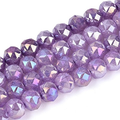Anti-Tarnish Electroplate Glass Beads Strands GLAA-N064-6mm-02-1