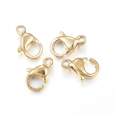 Ion Plating(IP) 304 Stainless Steel Lobster Claw Clasps X-STAS-H353-A-02G-1
