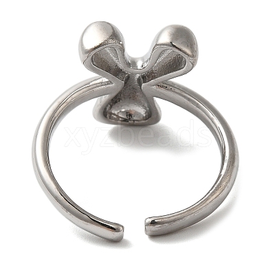 Initials Brass Open Cuff Ring for Women RJEW-N046-02Y-P-1