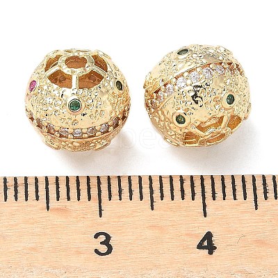 Brass Micro Pave Cubic Zirconia Beads KK-A254-22KCG-1