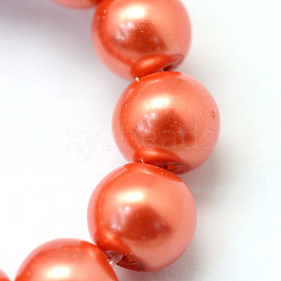 Baking Paint Pearlized Glass Pearl Round Bead Strands X-HY-Q330-8mm-38-1