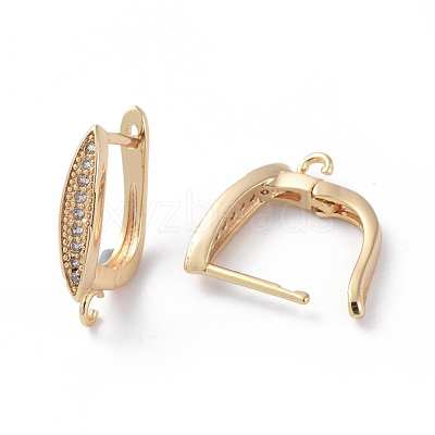 Brass Hoop Earring Findings with Latch Back Closure ZIRC-L077-035G-1