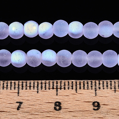Frosted Transparent Glass Beads Strands GLAA-T032-T4mm-MBB01-1