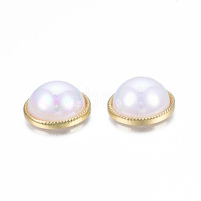 Plated ABS Plastic Imitation Pearl Beads PACR-T012-01-1