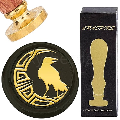 Brass Wax Seal Stamp with Wood Handle AJEW-WH0412-0291-1