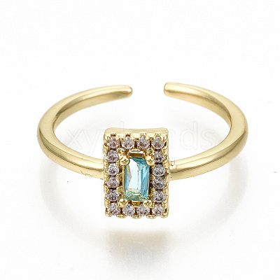 Brass Micro Pave Cubic Zirconia Cuff Rings RJEW-S045-039G-NR-1