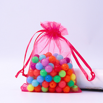 Rectangle Organza Drawstring Bags CON-PW0001-054A-17-1