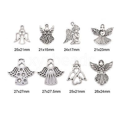 80Pcs 8 Styles Tibetan Style Alloy Pendants TIBEP-LS0001-07-1