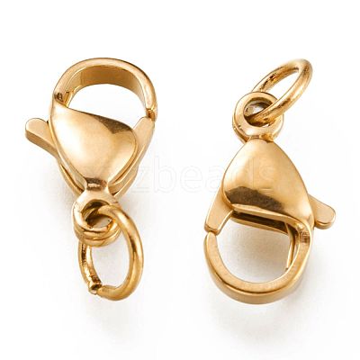 Ion Plating(IP) 304 Stainless Steel Lobster Claw Clasps STAS-G240-01E-G-1