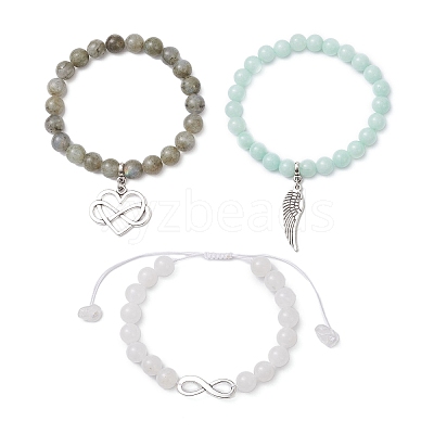 3Pcs Alloy Link & Charms Bracelets BJEW-JB12718-1