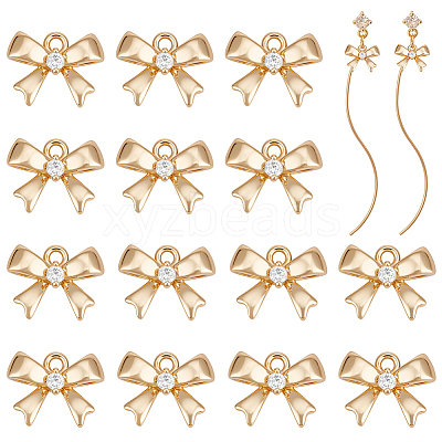16Pcs Brass Micro Pave Cubic Zirconia Charms KK-BC0014-45D-1