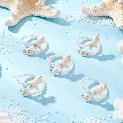 Synthetic Turquoise Adjustable Open Cuff Ring RJEW-JR00883-1