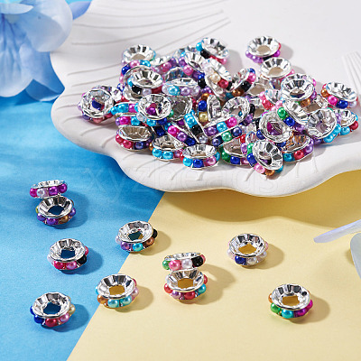 100Pcs Plastic Glass Rhinestone European Beads KY-TADJ0001-02-1