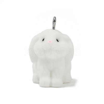 Animal Theme Flocky Opaque Resin Pendants RESI-H042-01P-07-1