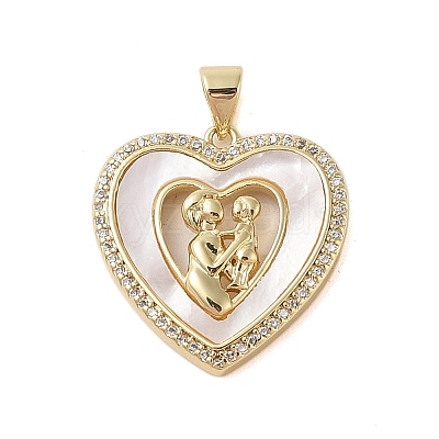 Brass Micro Pave Clear Cubic Zirconia Pendants KK-I712-51G-03-1