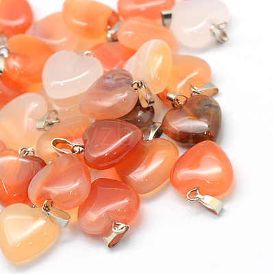 Heart Dyed Natural Agate Pendants G-Q371-01-1
